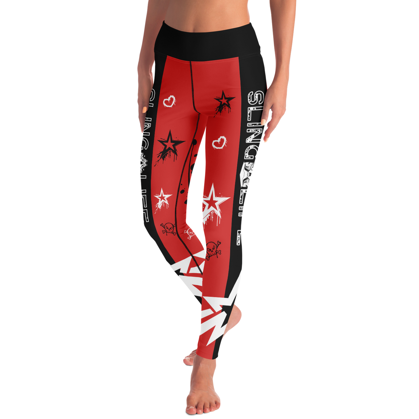 Red & Black Graffiti Style Grunge Sling Life Leggings - Sling Life Fans