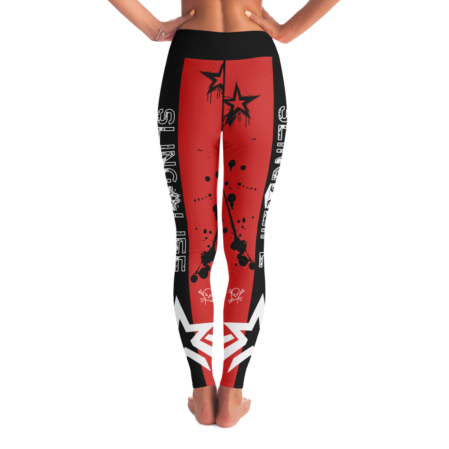 Red & Black Graffiti Style Grunge Sling Life Leggings - Sling Life Fans