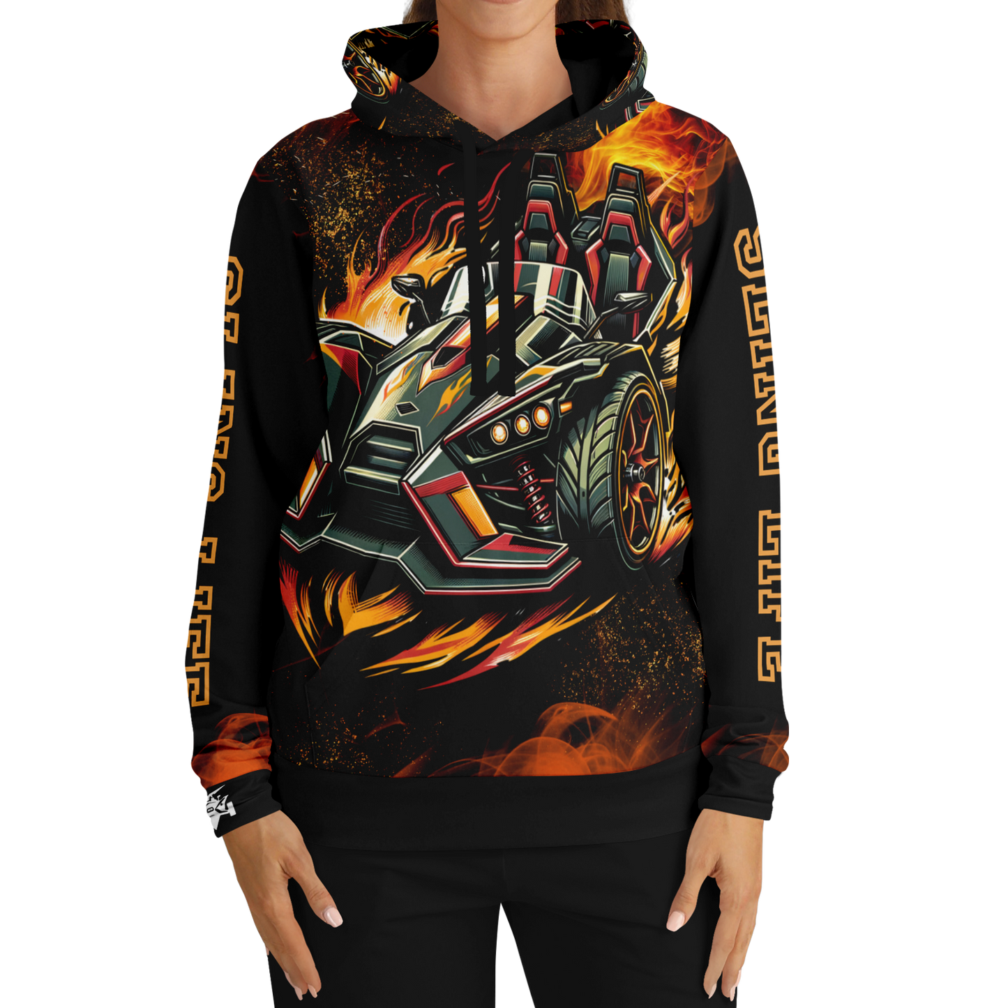 Flaming Army Green Slingshot AOP Hoodie - Sling Life Fans