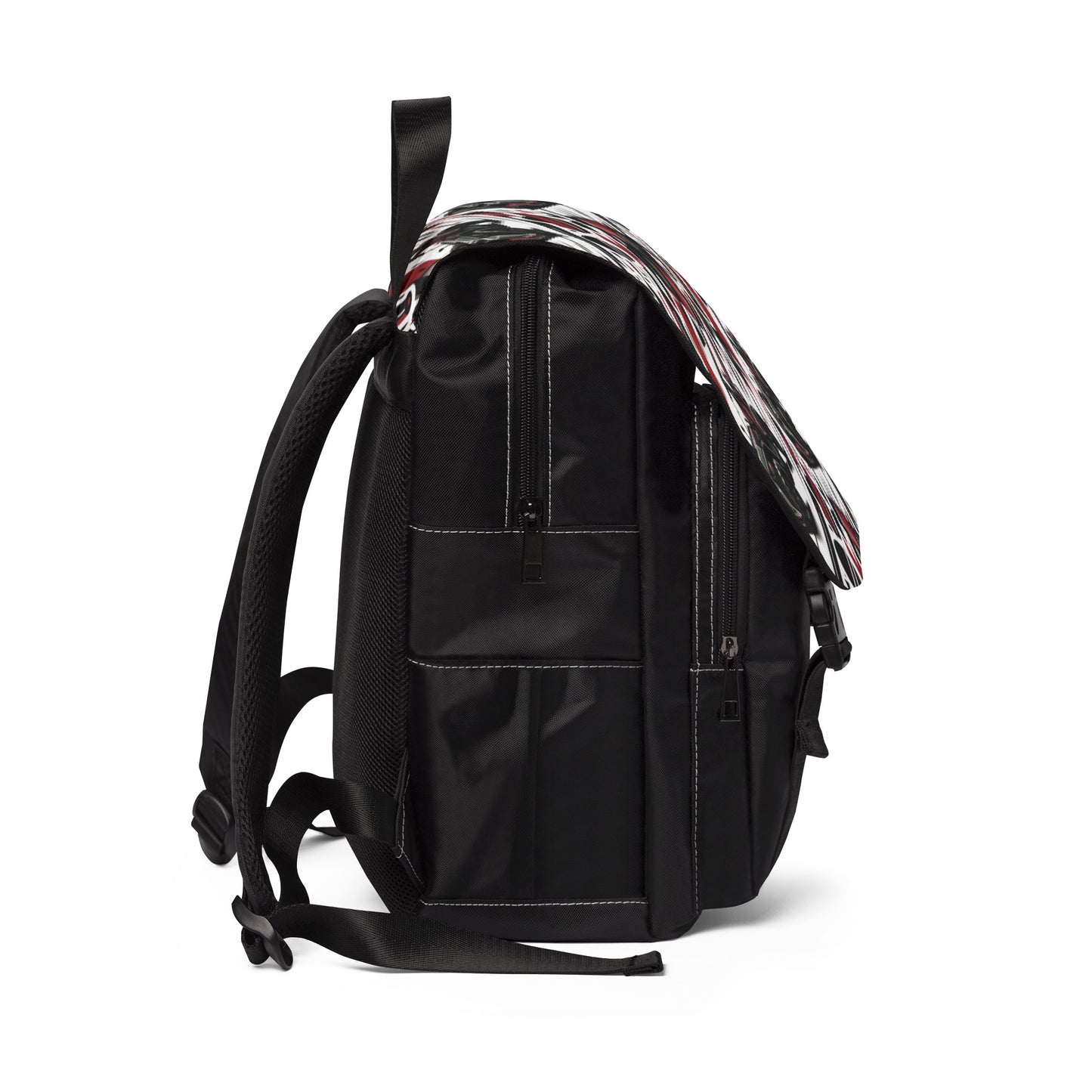 Black & Red Slingshot Pattern Shoulder Backpack - Sling Life Fans