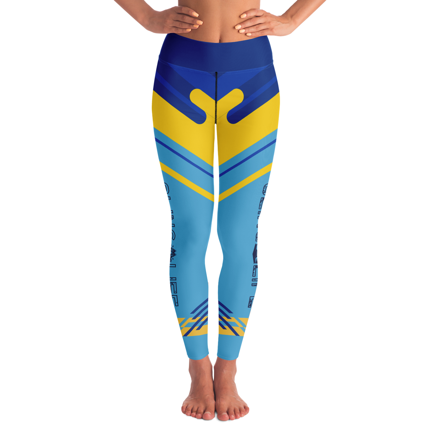 Blue & Yellow Abstract Sling Life Leggings - Sling Life Fans