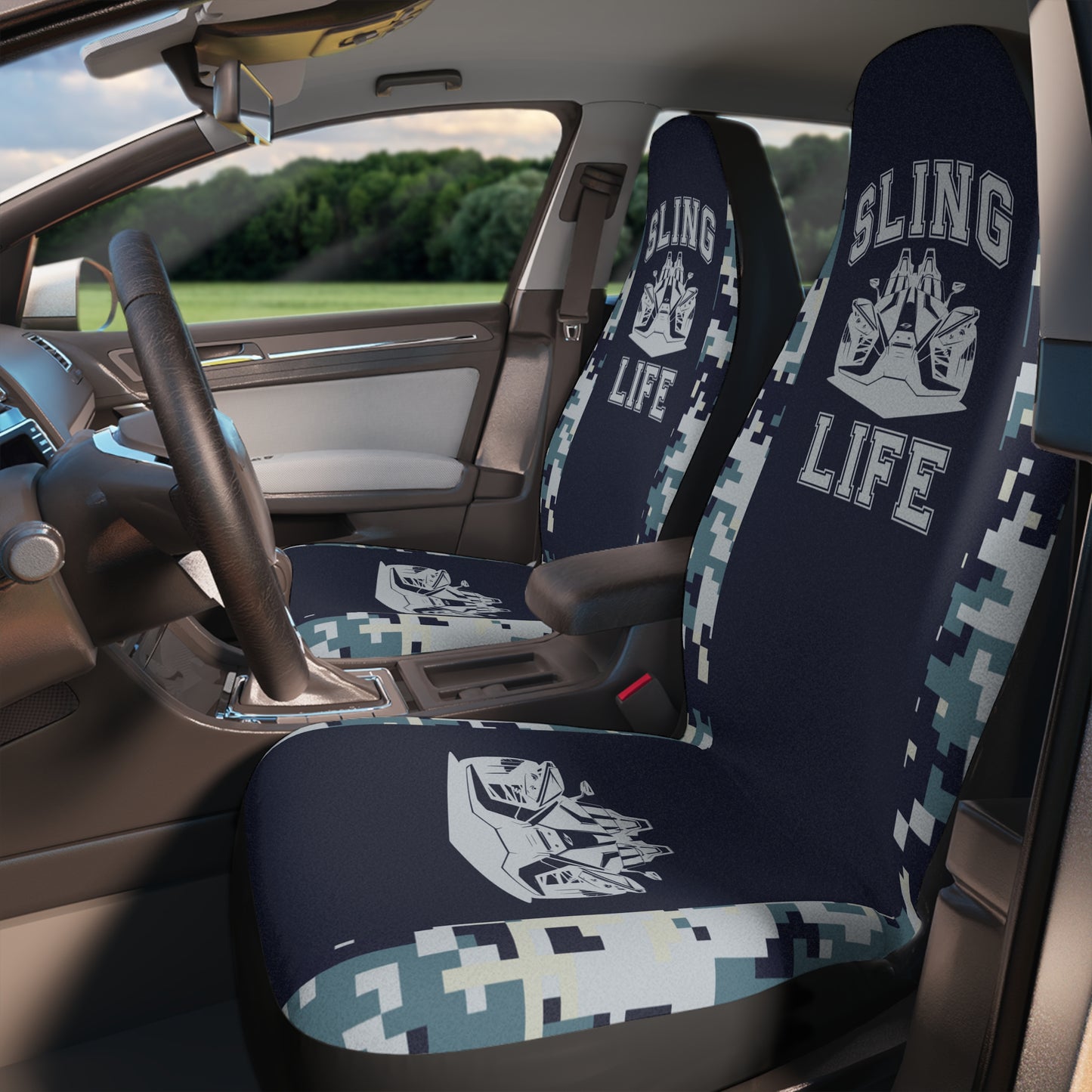 Blue Camoflauge Car Seat Covers - Sling Life Fans