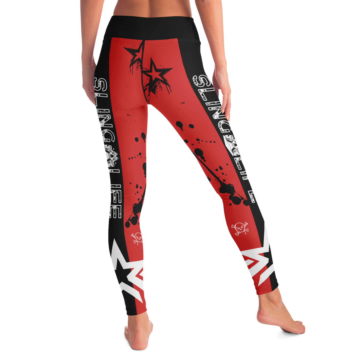 Red & Black Graffiti Style Grunge Sling Life Leggings - Sling Life Fans
