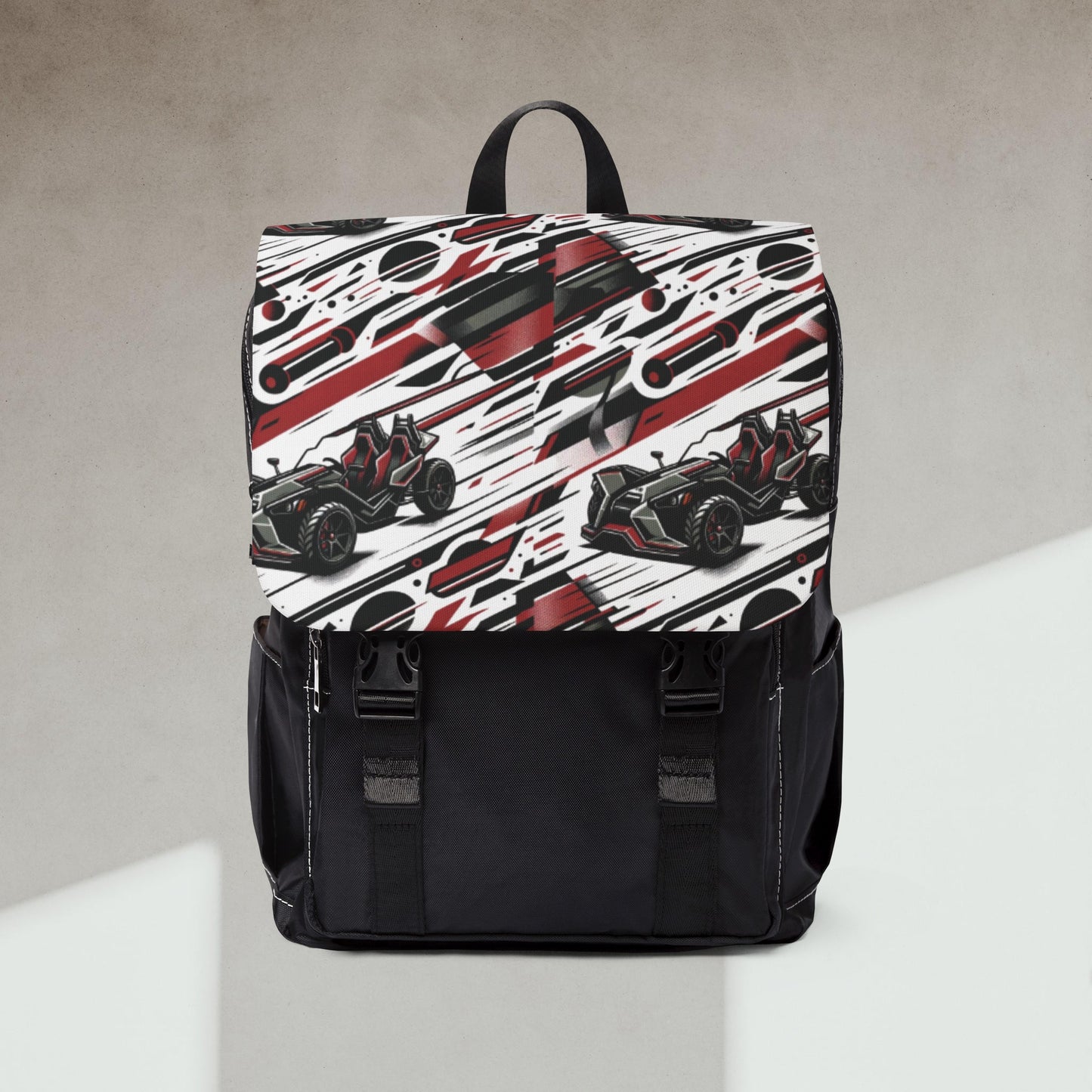 Black & Red Slingshot Pattern Shoulder Backpack - Sling Life Fans