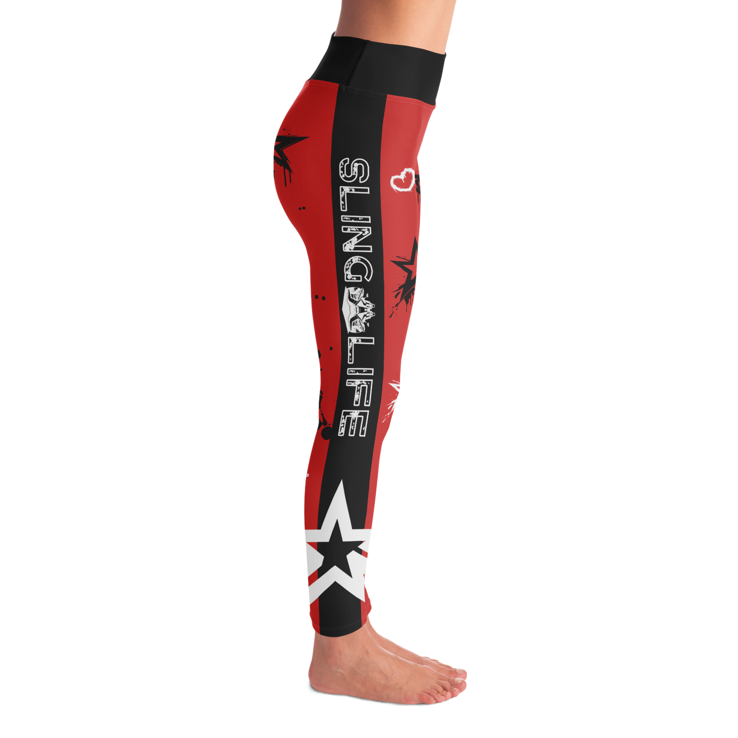 Red & Black Graffiti Style Grunge Sling Life Leggings - Sling Life Fans