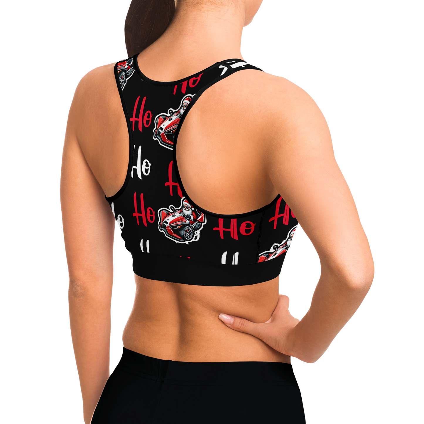 Ho! Ho! Ho! Santa Driving Slingshot Sports Bra - Sling Life Fans
