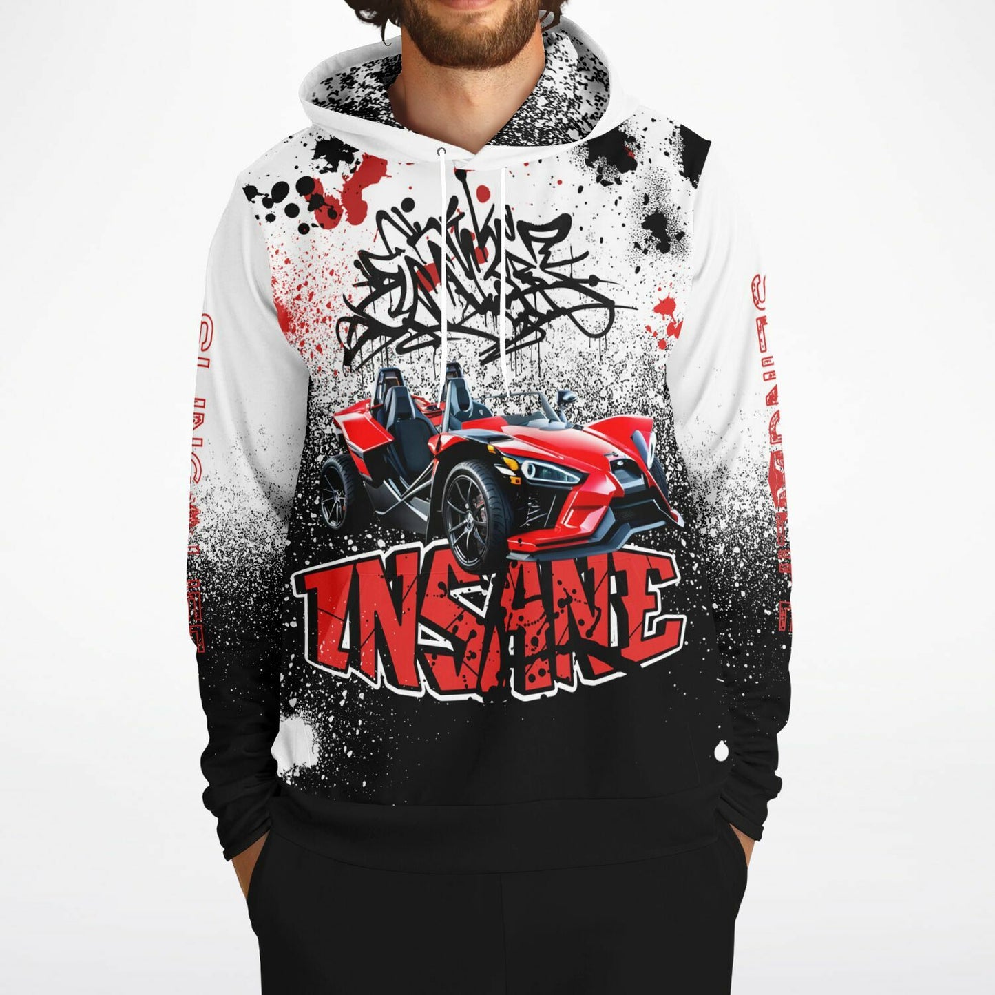 Red & Black Graffiti Sling Life AOP Hoodie - Sling Life Fans