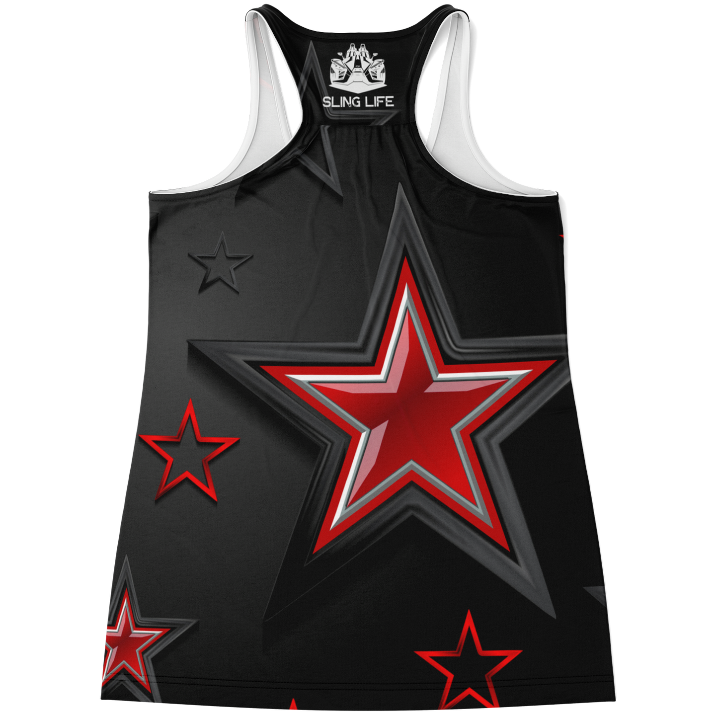Black & Red Graphic Stars Sling Life Tank Top - Sling Life Fans
