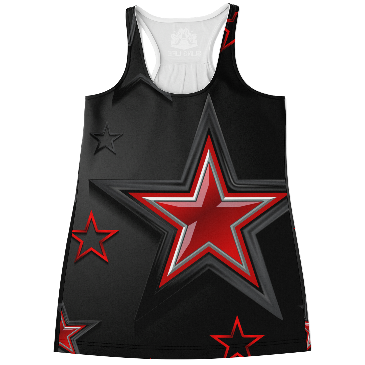 Black & Red Graphic Stars Sling Life Tank Top - Sling Life Fans