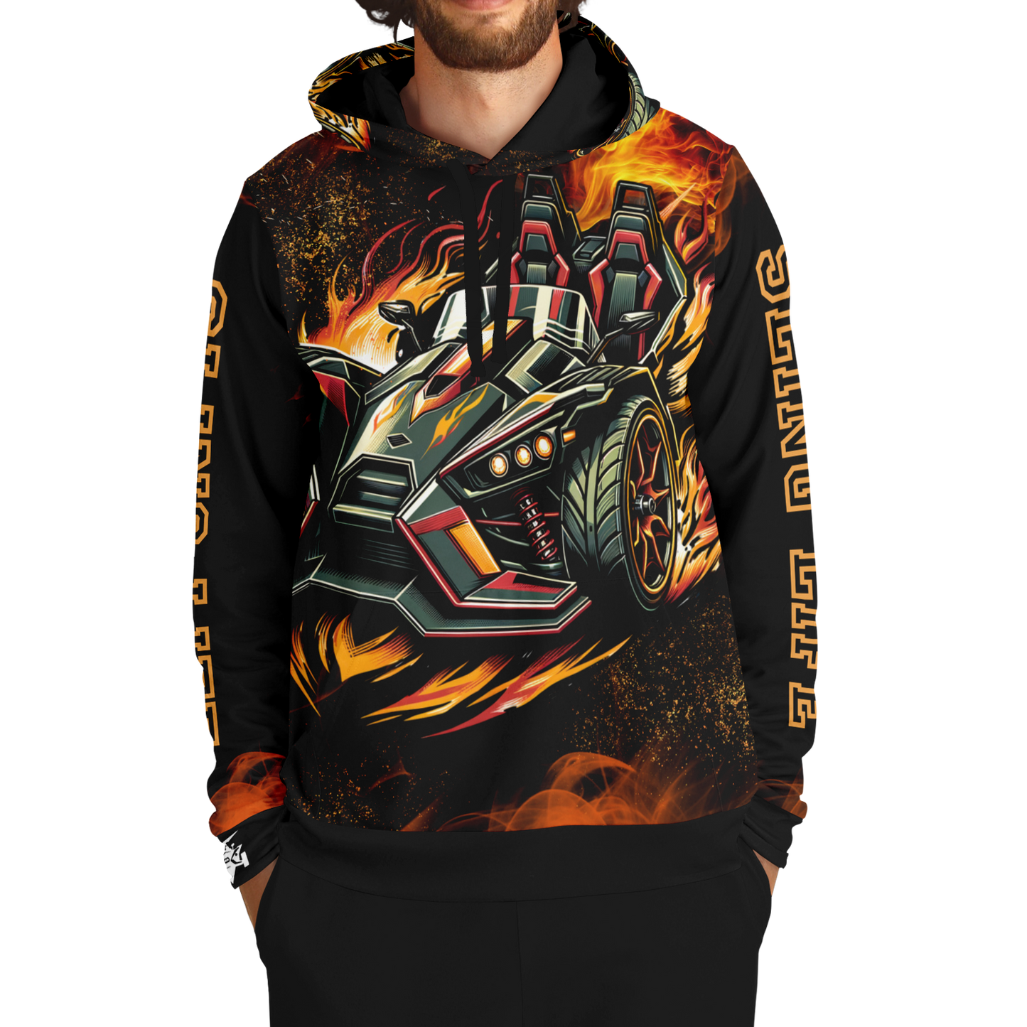 Flaming Army Green Slingshot AOP Hoodie - Sling Life Fans