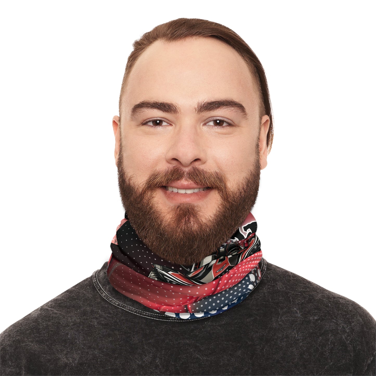 Black & Red Geometric Sling Life Lightweight Neck Gaiter - Sling Life Fans