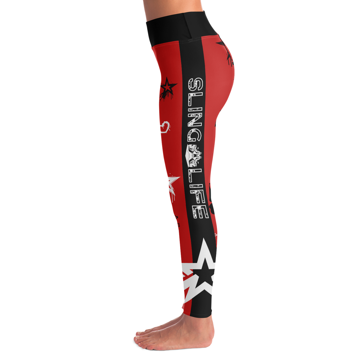 Red & Black Graffiti Style Grunge Sling Life Leggings - Sling Life Fans