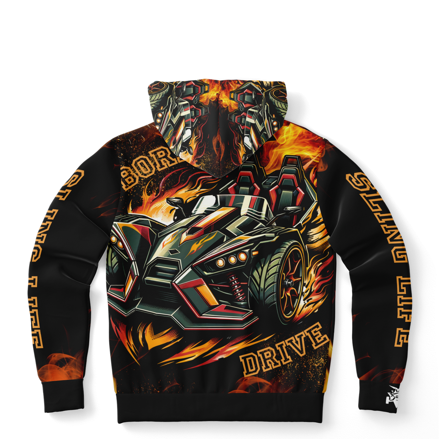 Flaming Army Green Slingshot AOP Hoodie - Sling Life Fans
