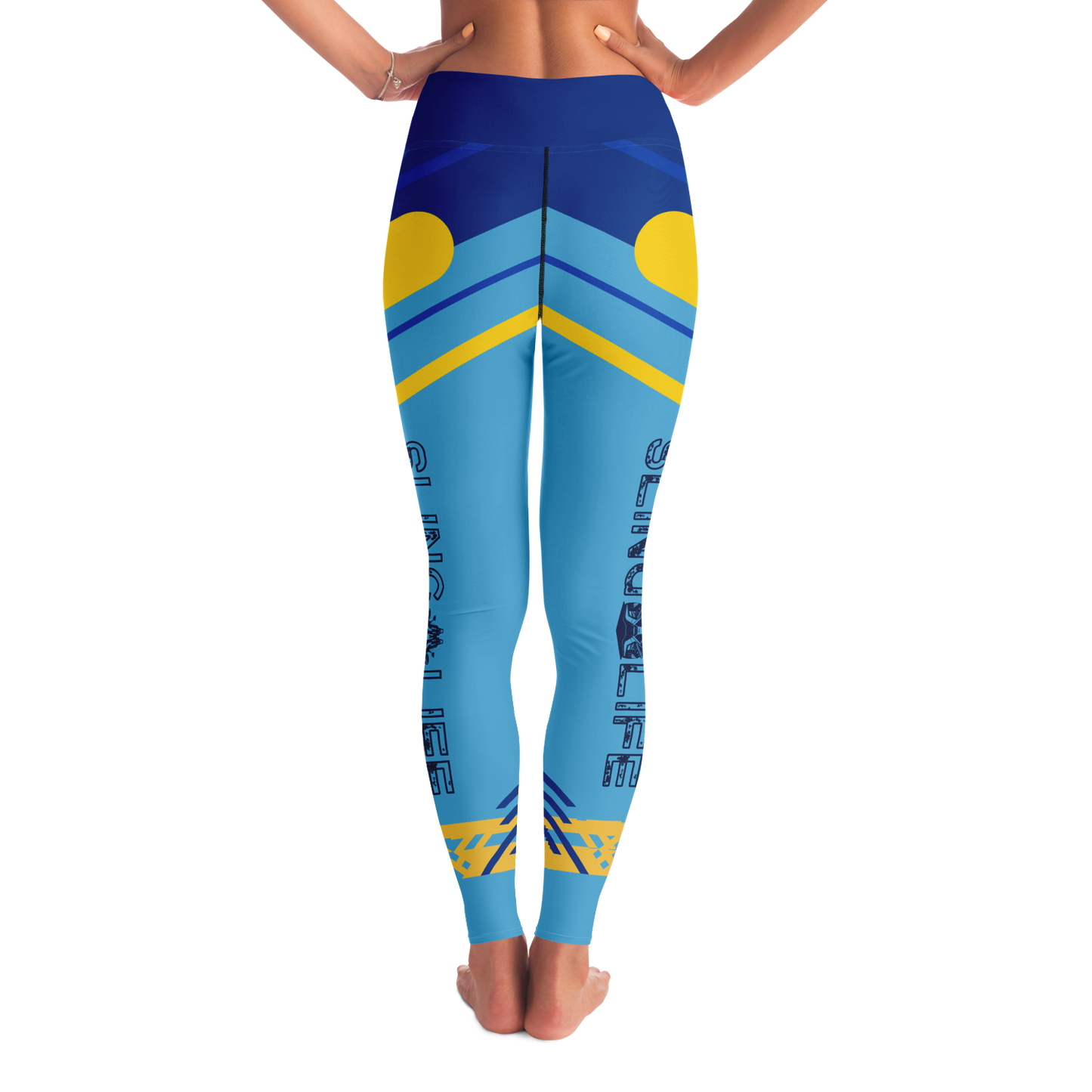 Blue & Yellow Abstract Sling Life Leggings - Sling Life Fans