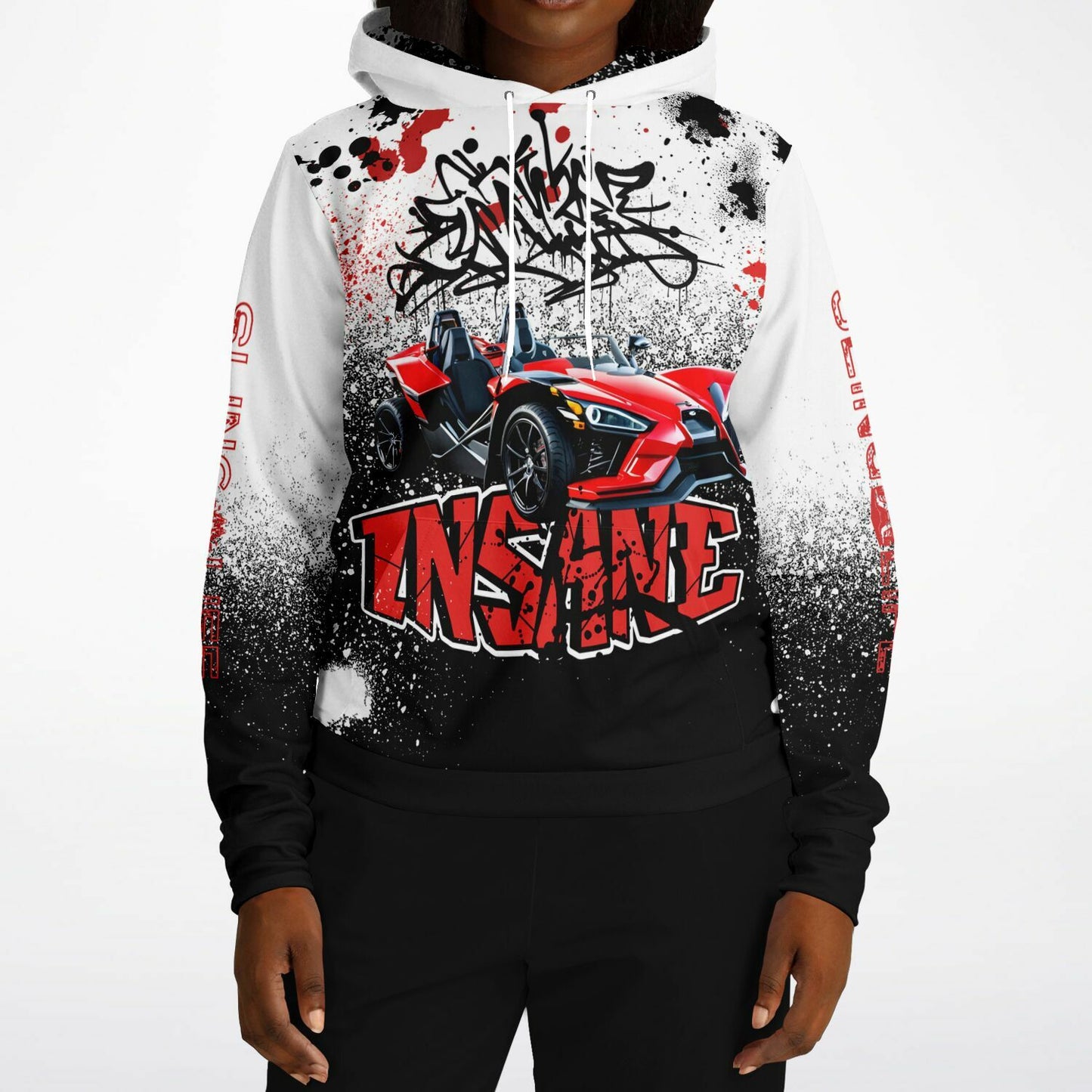 Red & Black Graffiti Sling Life AOP Hoodie - Sling Life Fans