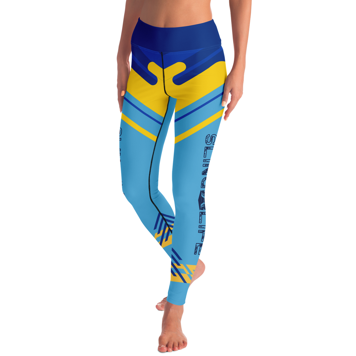 Blue & Yellow Abstract Sling Life Leggings - Sling Life Fans