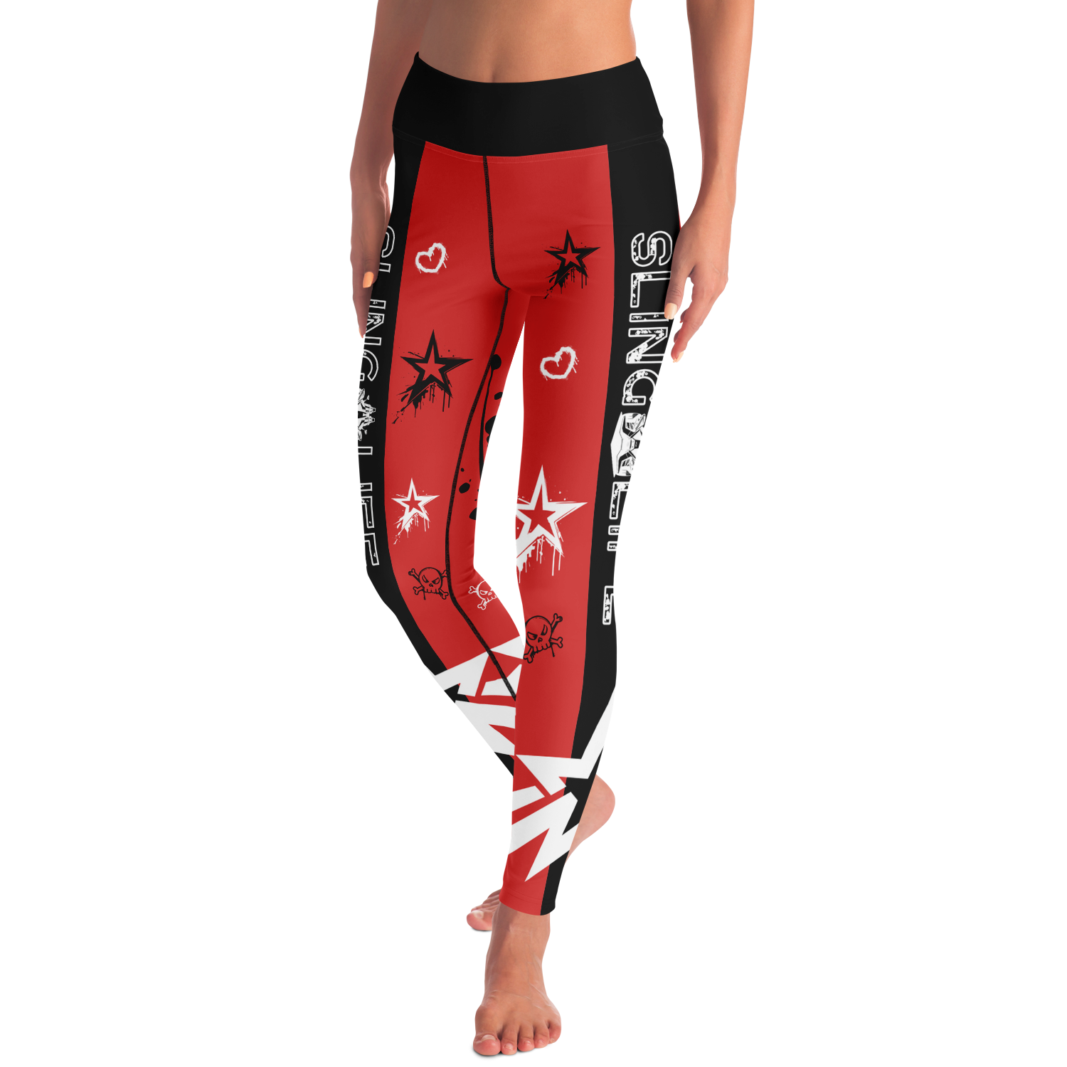 Red & Black Graffiti Style Grunge Sling Life Leggings - Sling Life Fans