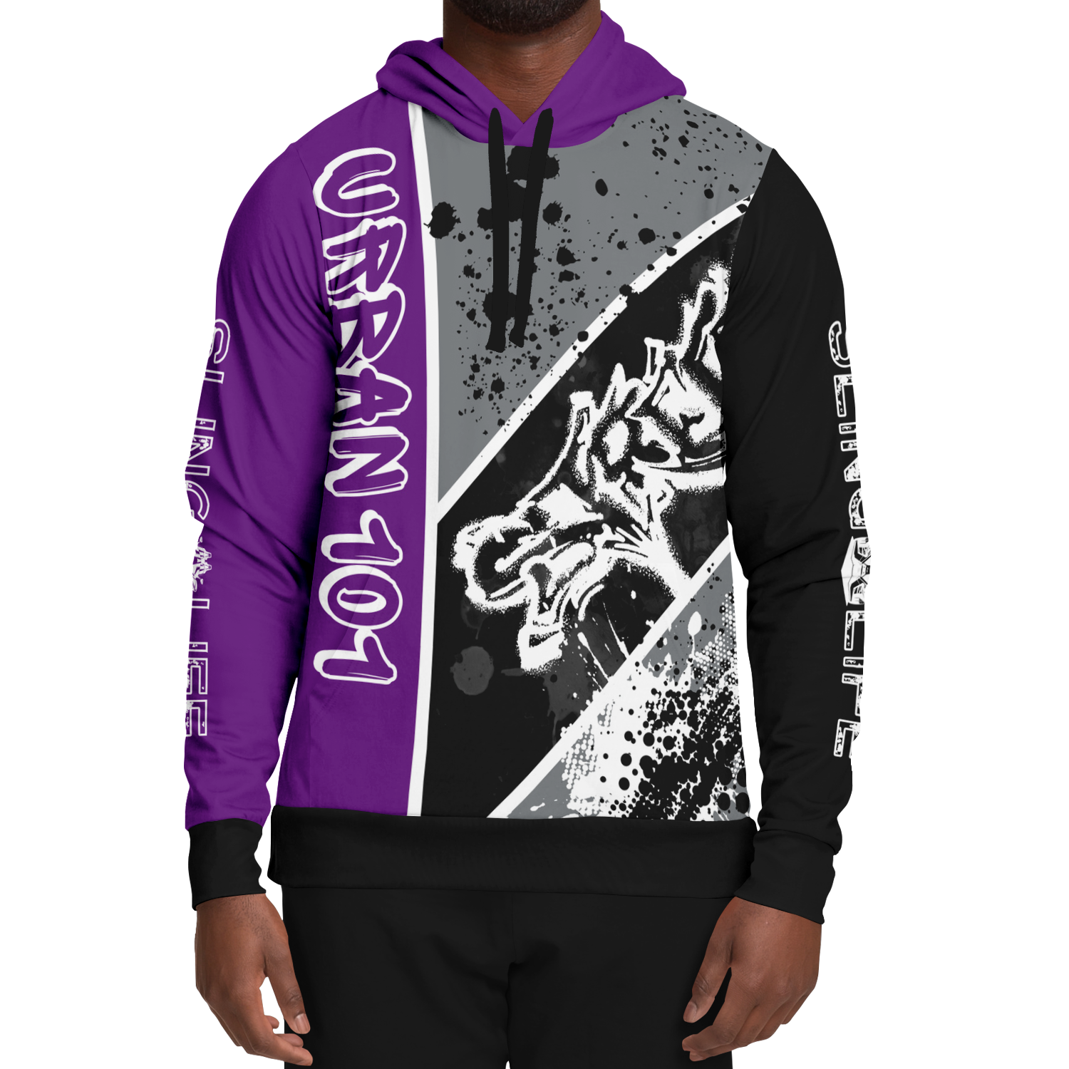 Black & Purple Urban 101 Sling Life Hoodie - AOP - Sling Life Fans