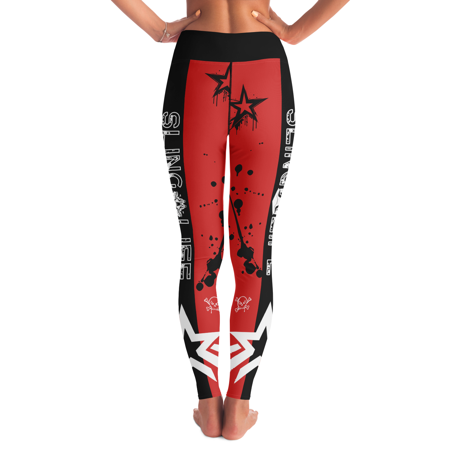 Red & Black Graffiti Style Grunge Sling Life Leggings - Sling Life Fans