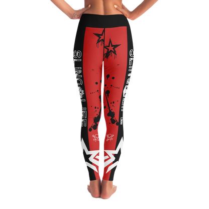 Red & Black Graffiti Style Grunge Sling Life Leggings - Sling Life Fans