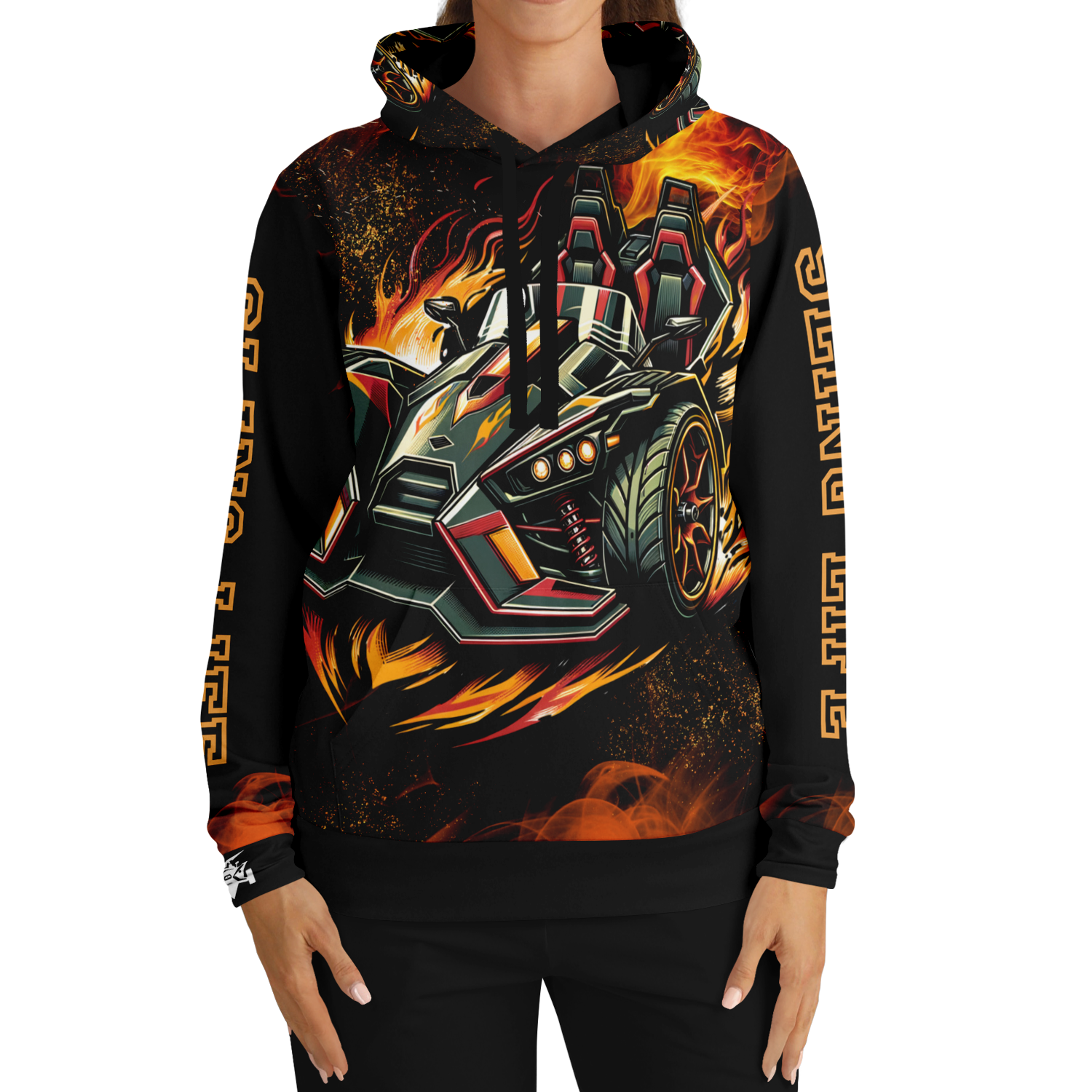 Flaming Army Green Slingshot AOP Hoodie - Sling Life Fans