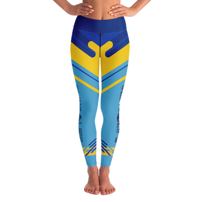 Blue & Yellow Abstract Sling Life Leggings - Sling Life Fans