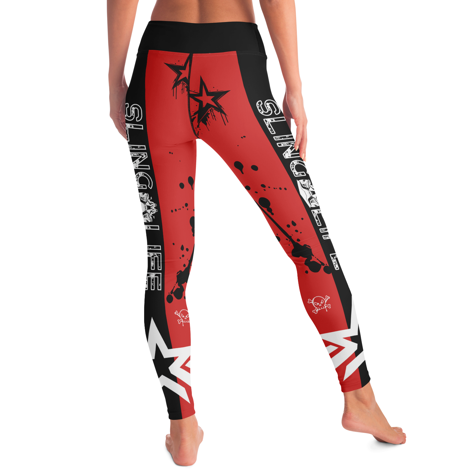 Red & Black Graffiti Style Grunge Sling Life Leggings - Sling Life Fans