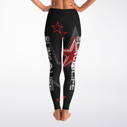 Black and Red Graphic Stars Sling Life Leggings - Sling Life Fans