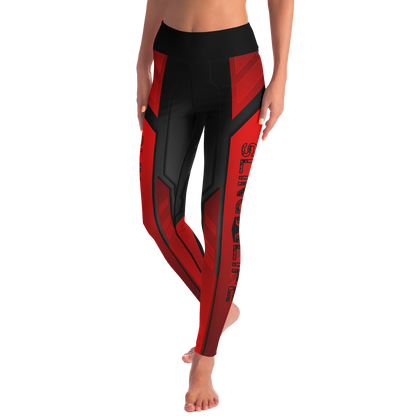 Black and Red Abstract Sling Life Leggings - Sling Life Fans