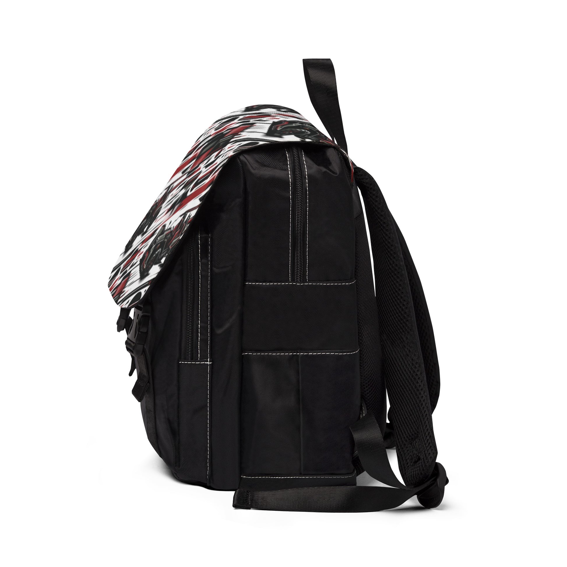 Black & Red Slingshot Pattern Shoulder Backpack - Sling Life Fans