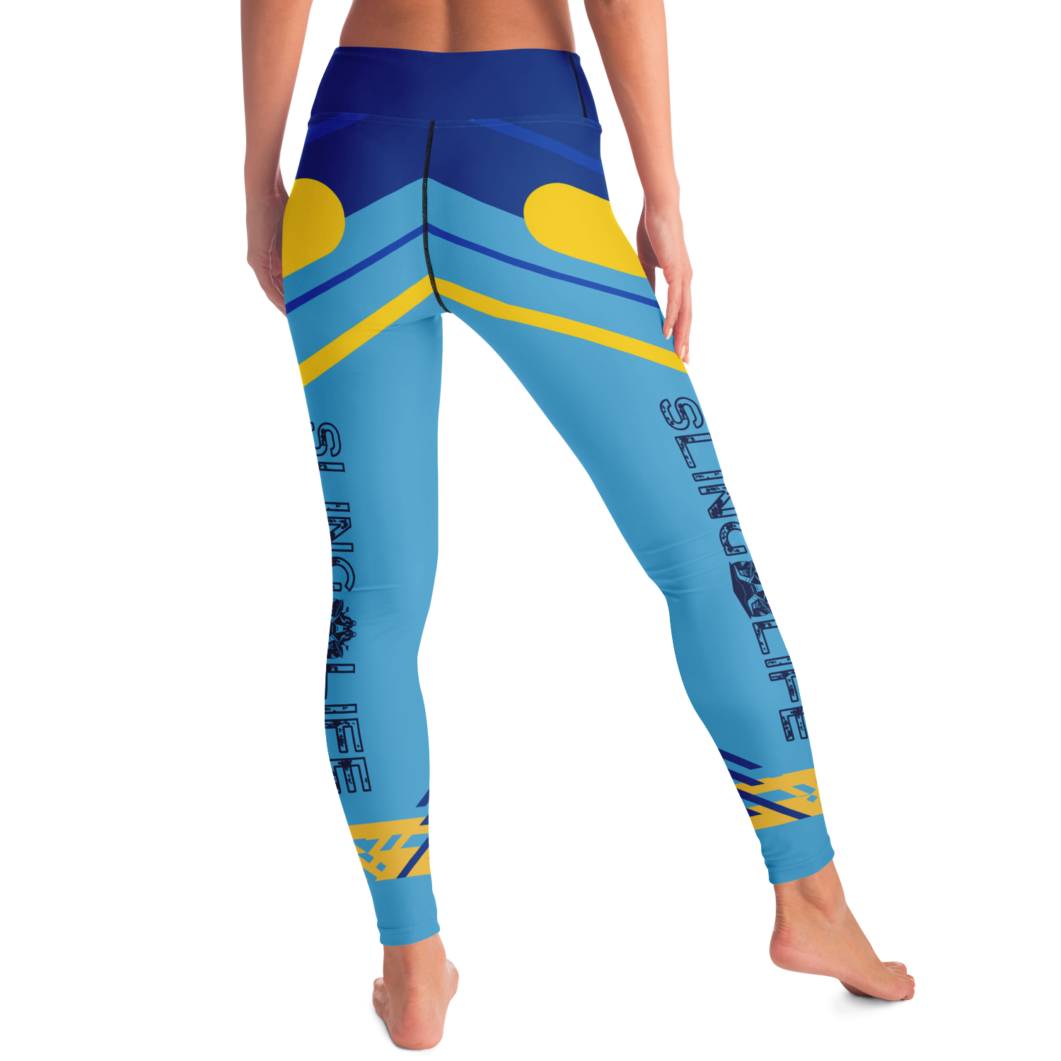 Blue & Yellow Abstract Sling Life Leggings - Sling Life Fans
