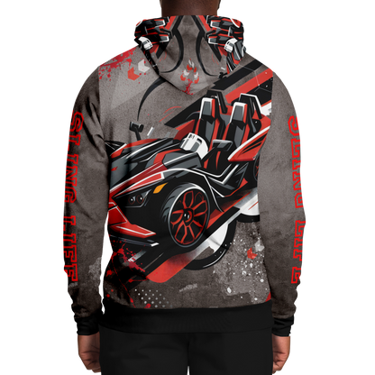 Black & Red Slingshot in Motion Hoodie - AOP - Sling Life Fans