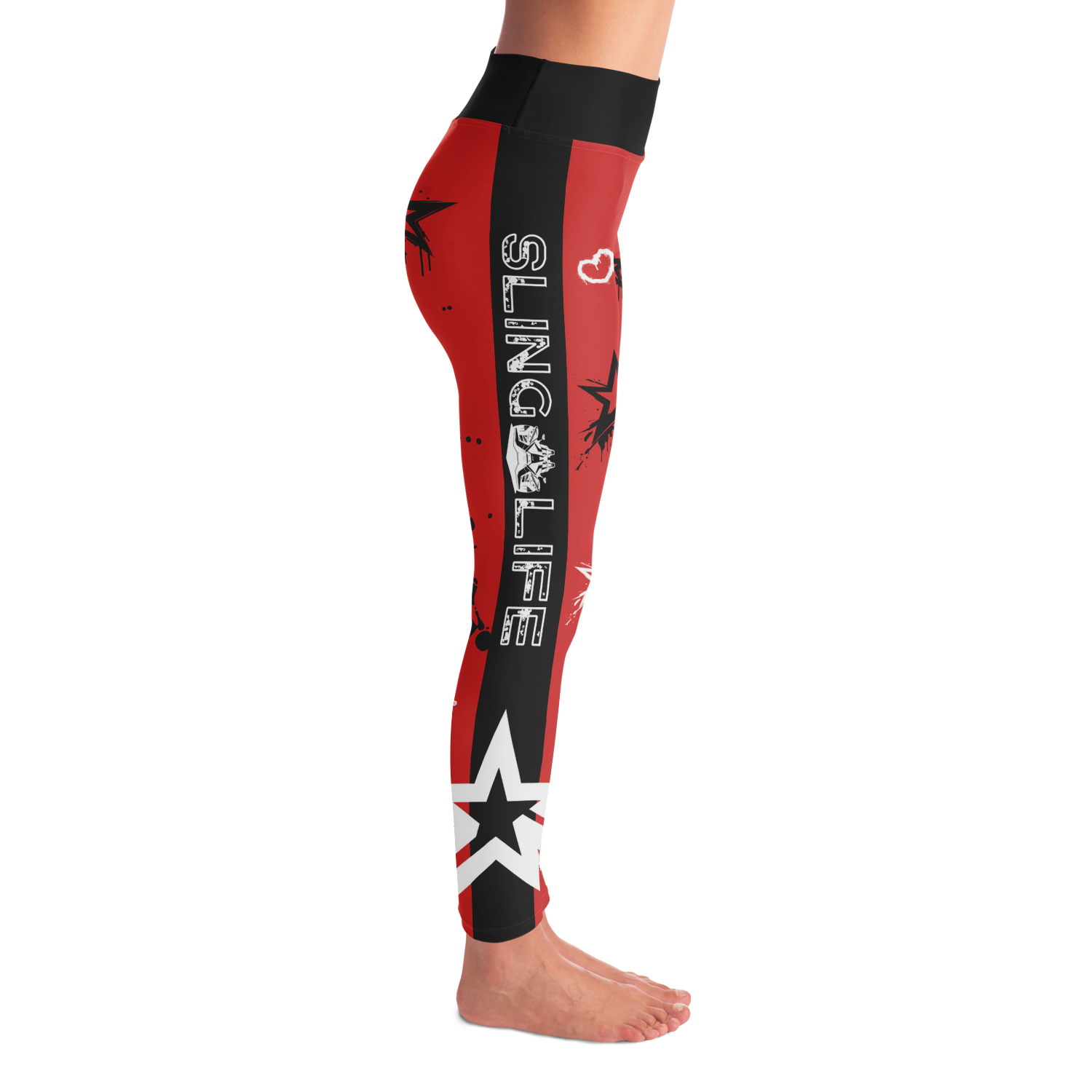 Red & Black Graffiti Style Grunge Sling Life Leggings - Sling Life Fans