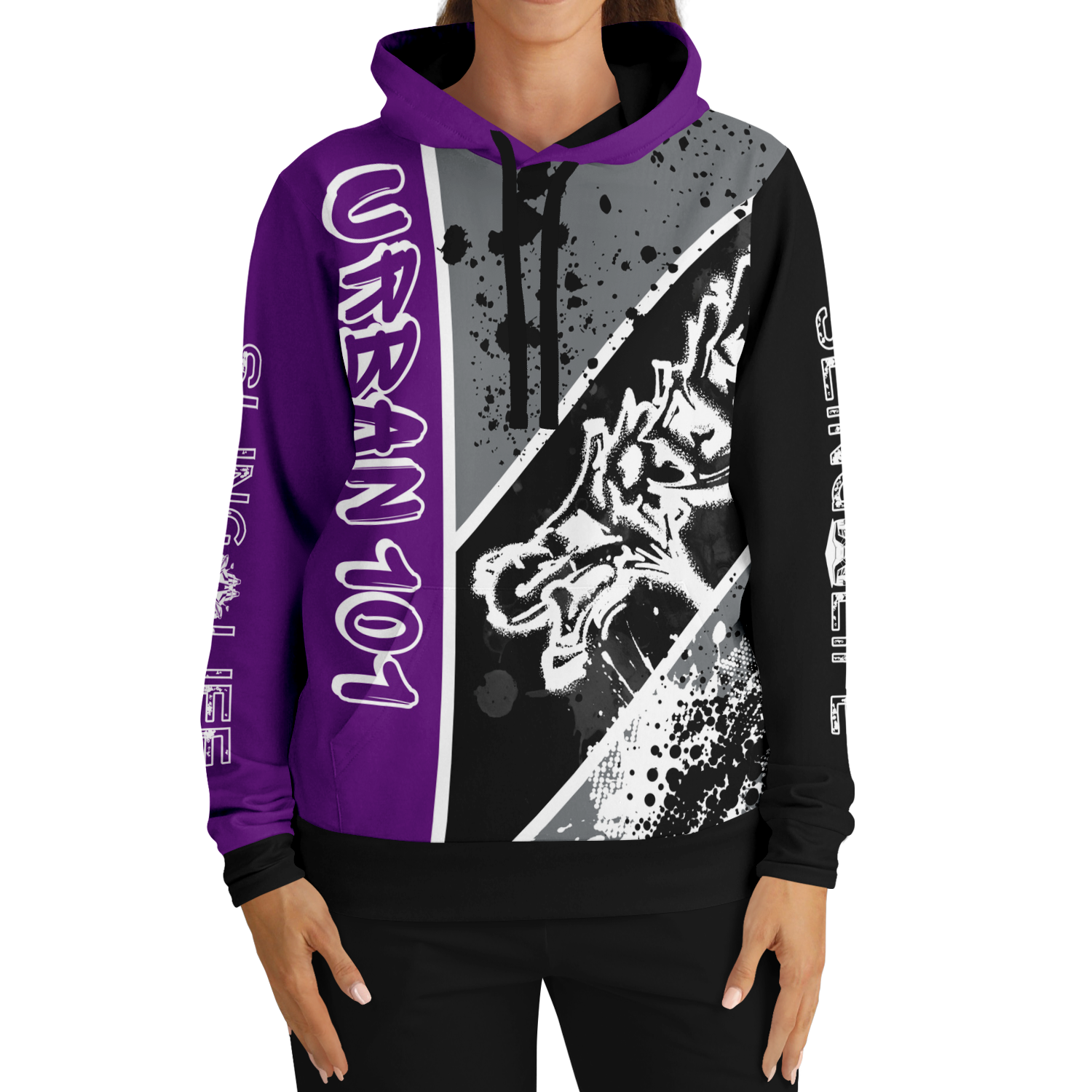 Black & Purple Urban 101 Sling Life Hoodie - AOP - Sling Life Fans