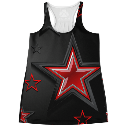 Black & Red Graphic Stars Sling Life Tank Top - Sling Life Fans