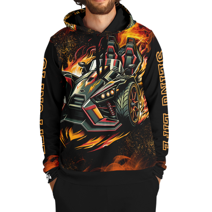 Flaming Army Green Slingshot AOP Hoodie - Sling Life Fans