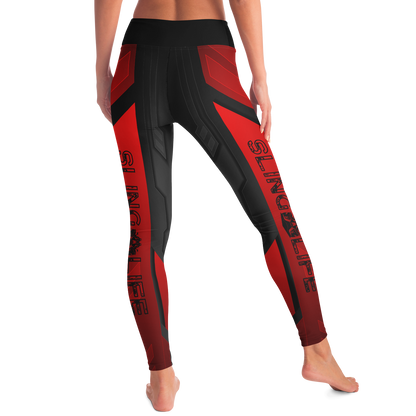 Black and Red Abstract Sling Life Leggings - Sling Life Fans