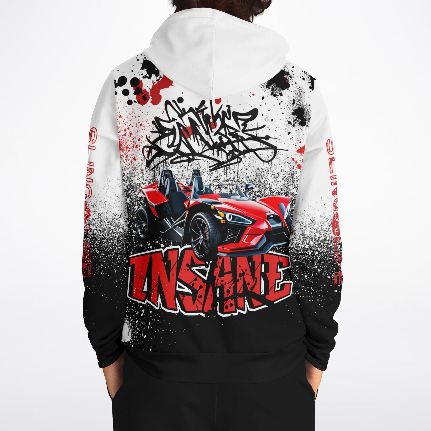 Red & Black Graffiti Sling Life AOP Hoodie - Sling Life Fans