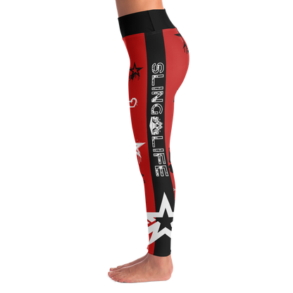 Red & Black Graffiti Style Grunge Sling Life Leggings - Sling Life Fans