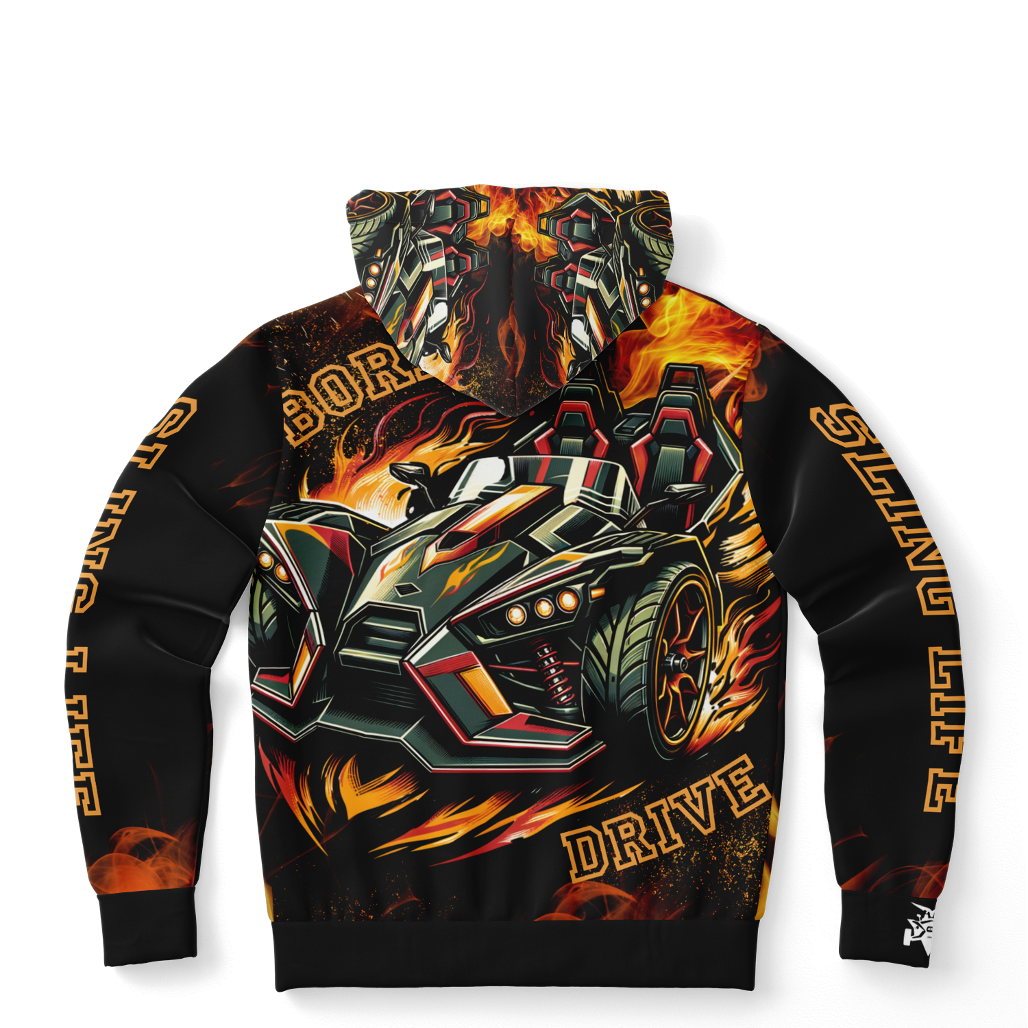 Flaming Army Green Slingshot AOP Hoodie - Sling Life Fans