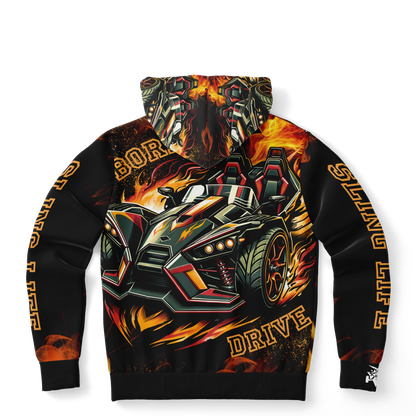 Flaming Army Green Slingshot AOP Hoodie - Sling Life Fans