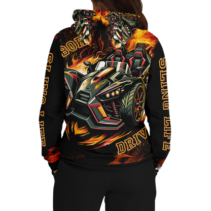 Flaming Army Green Slingshot AOP Hoodie - Sling Life Fans