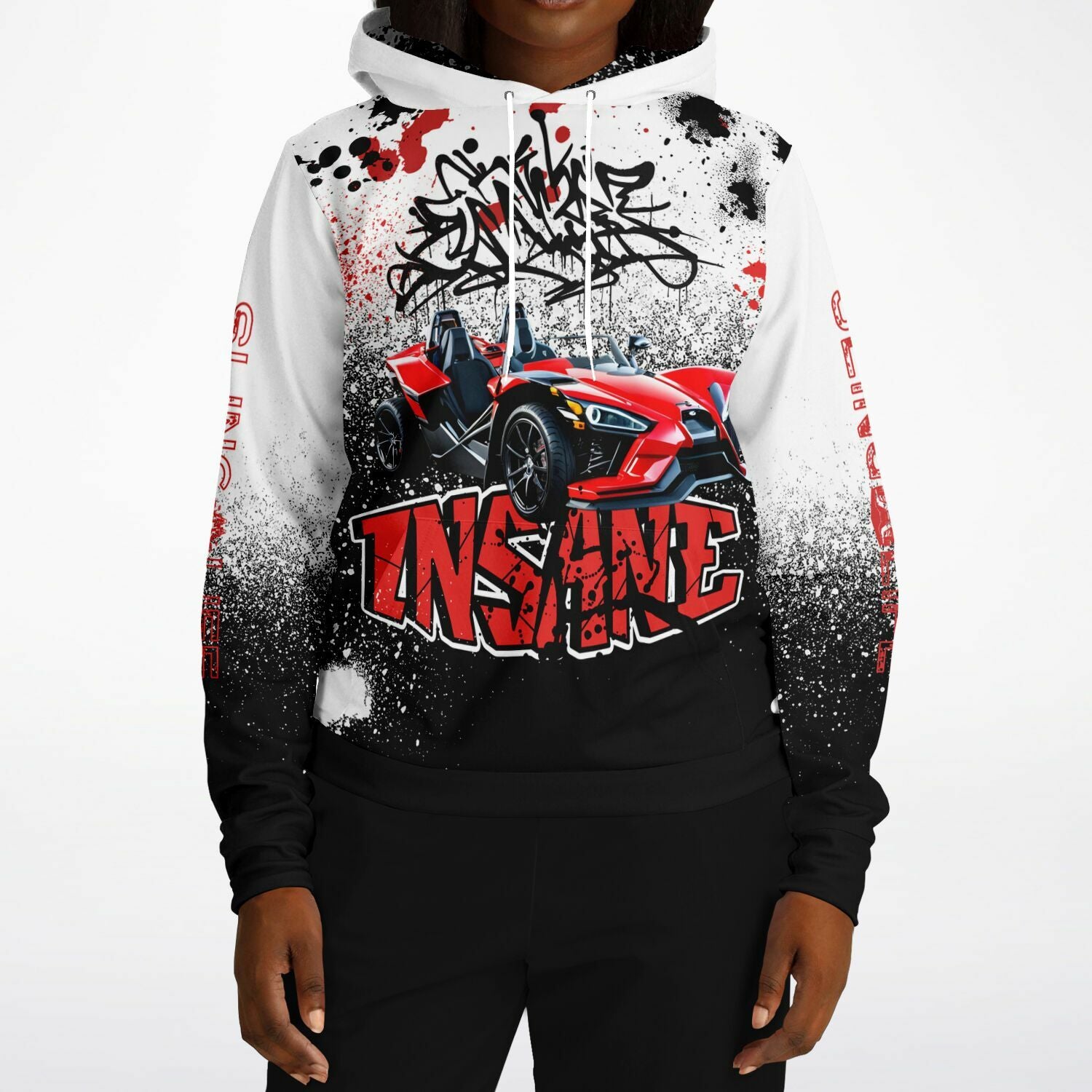 Red & Black Graffiti Sling Life AOP Hoodie - Sling Life Fans