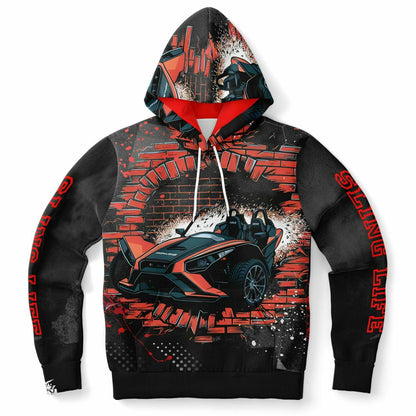 Slingshot Wall Break-Out Black & Red Graphic Hoodie - Sling Life Fans