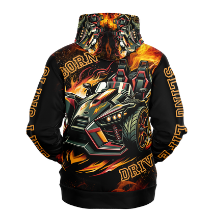 Flaming Army Green Slingshot AOP Hoodie - Sling Life Fans