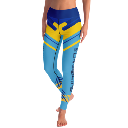 Blue & Yellow Abstract Sling Life Leggings - Sling Life Fans