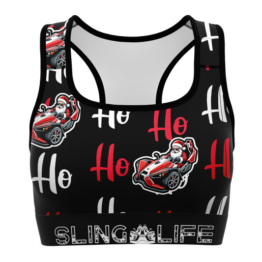 Ho! Ho! Ho! Santa Driving Slingshot Sports Bra - Sling Life Fans
