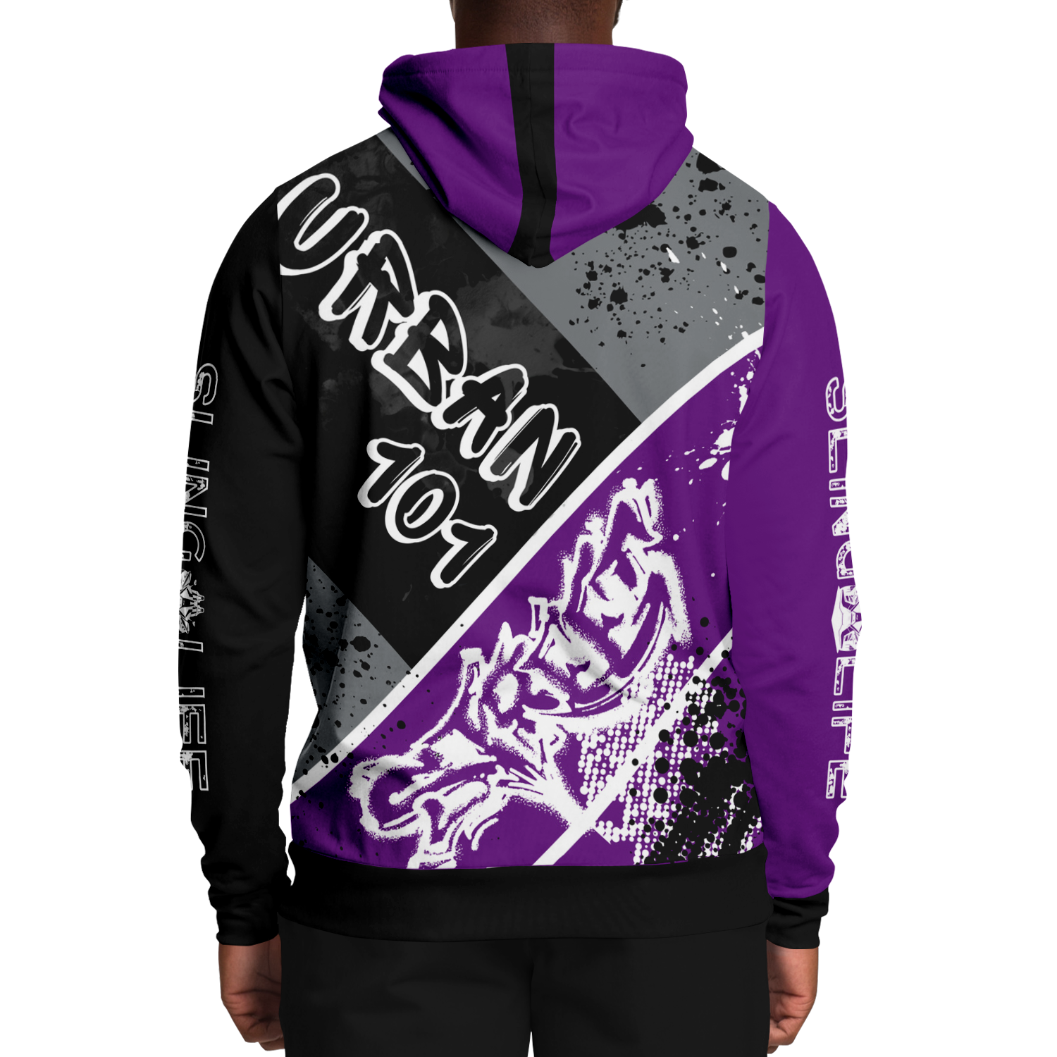 Black & Purple Urban 101 Sling Life Hoodie - AOP - Sling Life Fans