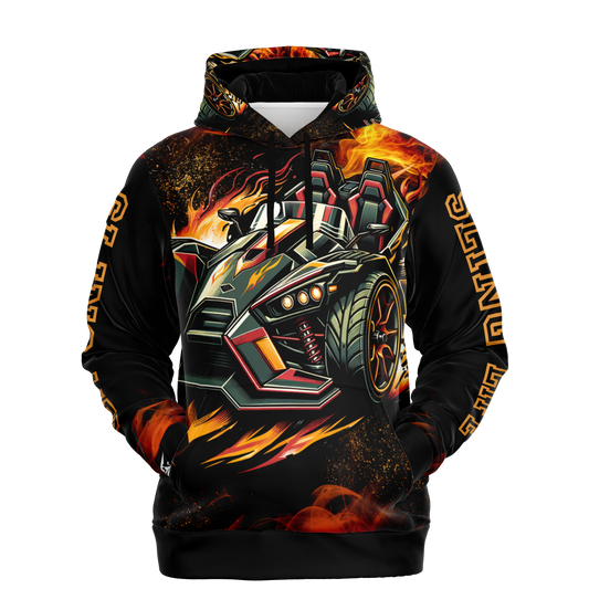 Flaming Army Green Slingshot AOP Hoodie - Sling Life Fans